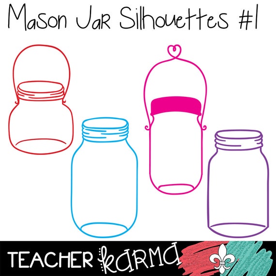 Mason Jars Silhouettes SVG DFX PNG Ai EpS Vinyl by TeacherKarma