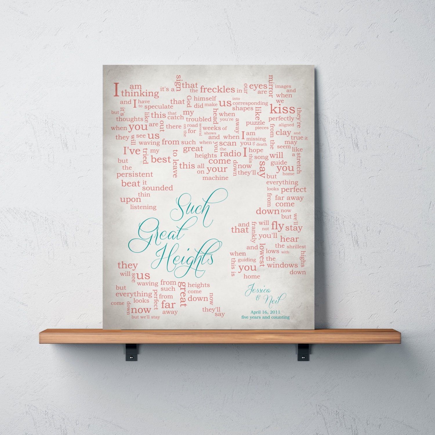 Wedding Song Lyric Art Such Great Heights by Iron & Wine