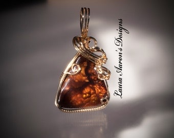 Fire Agate Wire Wrapped Pendant