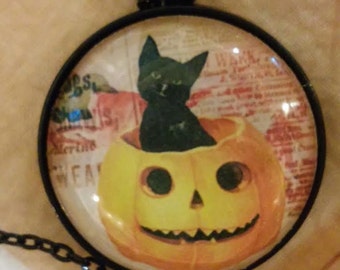 Halloween Black Cat Pumpkin Necklace