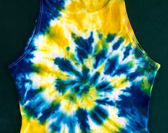 Tye dye crop tank top, College team colors, you choose, made to order, hand dyed, school pride, university, cheer, team, sports