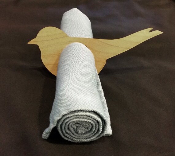 Personalized Wood Bird Napkin Rings set of 4 by FineLineEngraving
