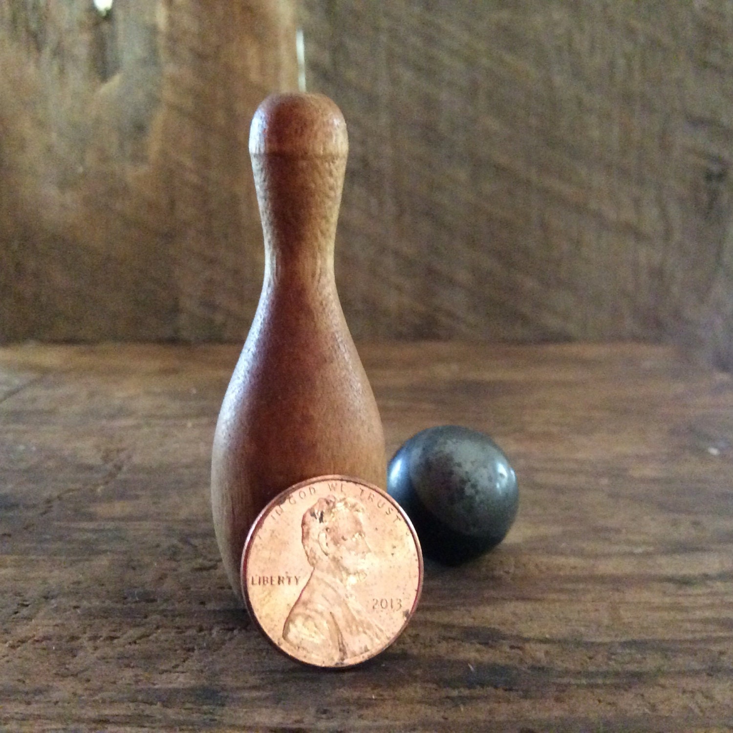Vintage 11 Piece Miniature Wood Bowling Pins by CeleryCityTrading