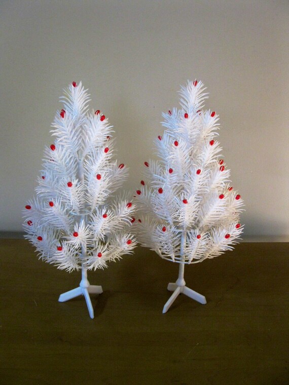 set of 2 plastic christmas trees white red plastic trees set of 2 plastic christmas trees white red plastic trees