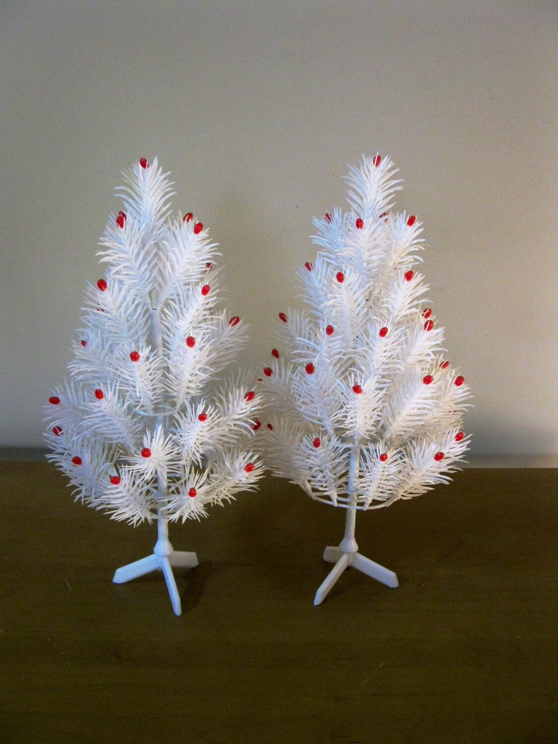 set of 2 plastic christmas trees white red plastic trees set of 2 plastic christmas trees white red plastic trees