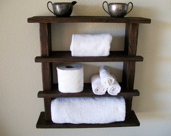 floating bathroom shelves with towel bar