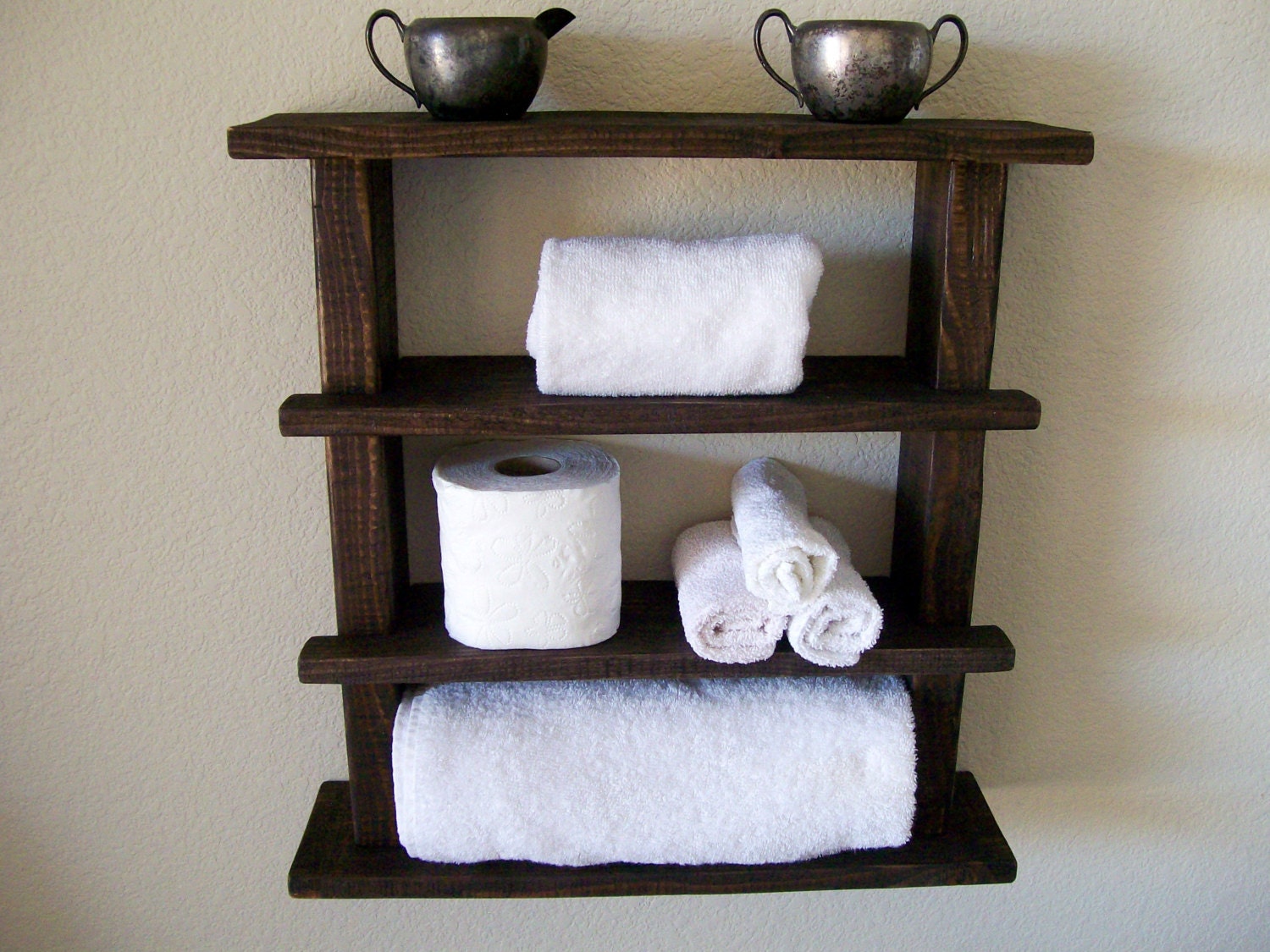 Rustic Wood Shelf Towel Rack Bathroom Towel Shelf Rustic Wall
