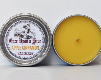 Apple Cinnamon Beeswax Candle Tin | 4 oz. Candle | Natural | Travel Tin | Container Candle | Scented