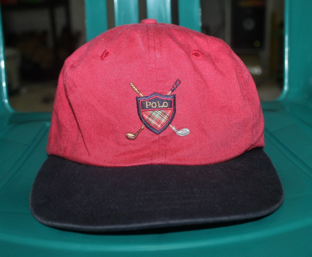 Vintage Polo Golf Ralph Lauren Cap Hat Two Tone Spell Out Ski