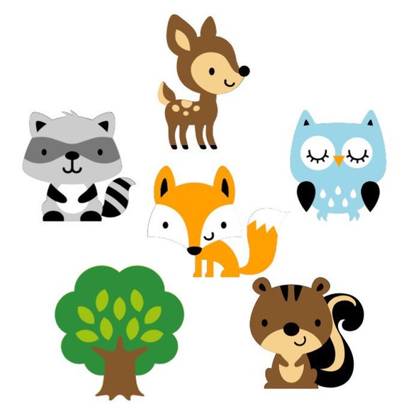 Set Of 6 Woodland Animal Die Cuts Woodland Baby Shower Paper