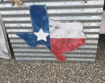 Texas flag on metal