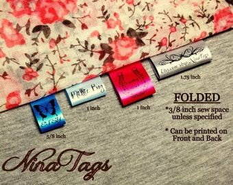 30 Custom Satin Clothing Labels - FOLDED - Fabric Garment Tags - NinaTags
