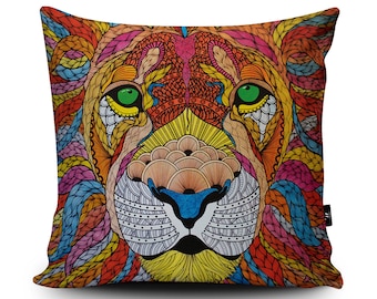 Lion Cushion, Lion Pillow, Animal Cushion, Animal Pillow, Lions Mane Cushion Cover by Paul Robbins, 45cm/60cm, 18"/23.6", Faux Suede Cushion