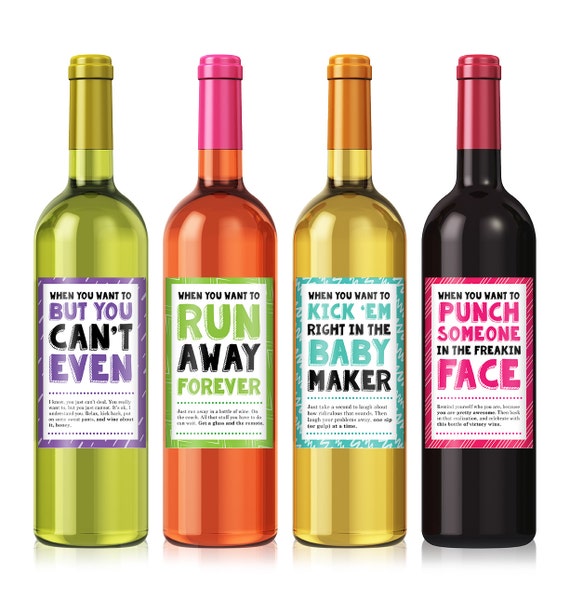 Cheer Up Wine Label Set - Personalized Wine Label - Custom Wine Label - Funny Wine Labels - Funny Birthday Gift - Just Because