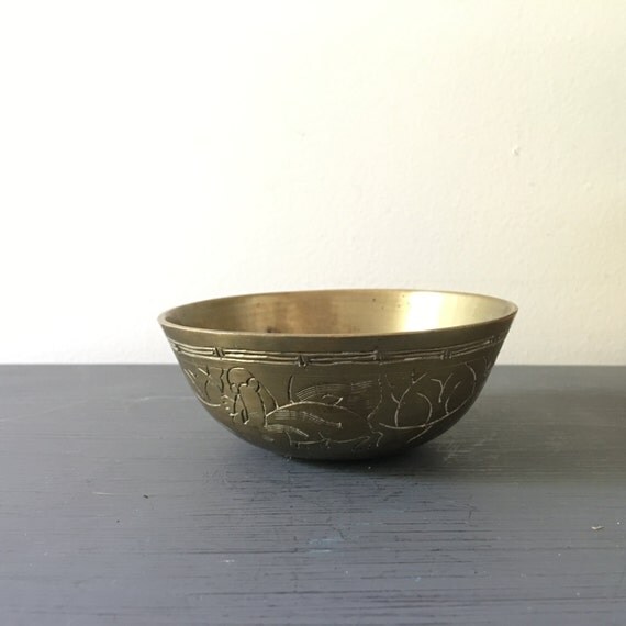 ETCHED BRASS BOWL made in china Solid brass by AnnmarieFamilyTree