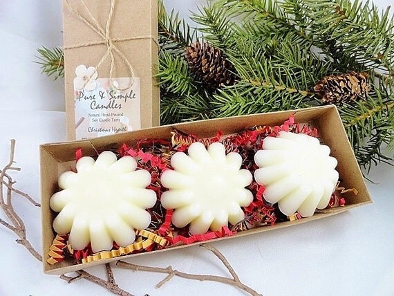 Soy Tarts Christmas Winter Fragrance Stocking Stuffer Set of Three Tarts Hand-Poured Soy Wax Highly Fragranced Soy Wax PureAndSimpleCandles
