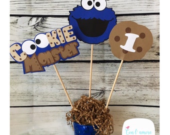 Sesame street cookie monster birthday party decoration centerpiece, cookie monster centerpiece