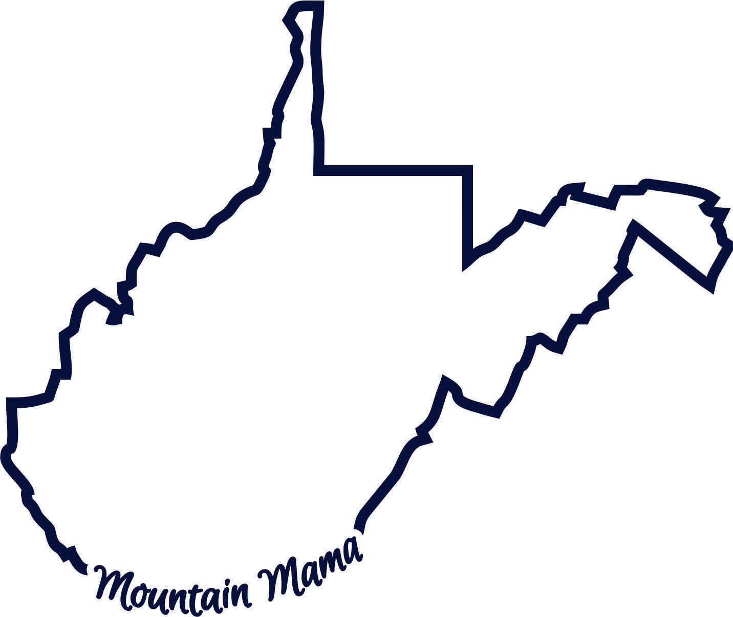 WV West Virginia Mountain Mama state outline SVG instant
