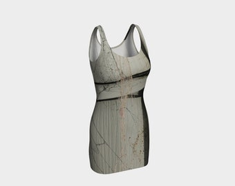 Gray Fitted Dress/A Spiders Life Dress/Stone Gray/Bodycon Dress/Slate Gray Dress/Made to Order/Halloween Dress