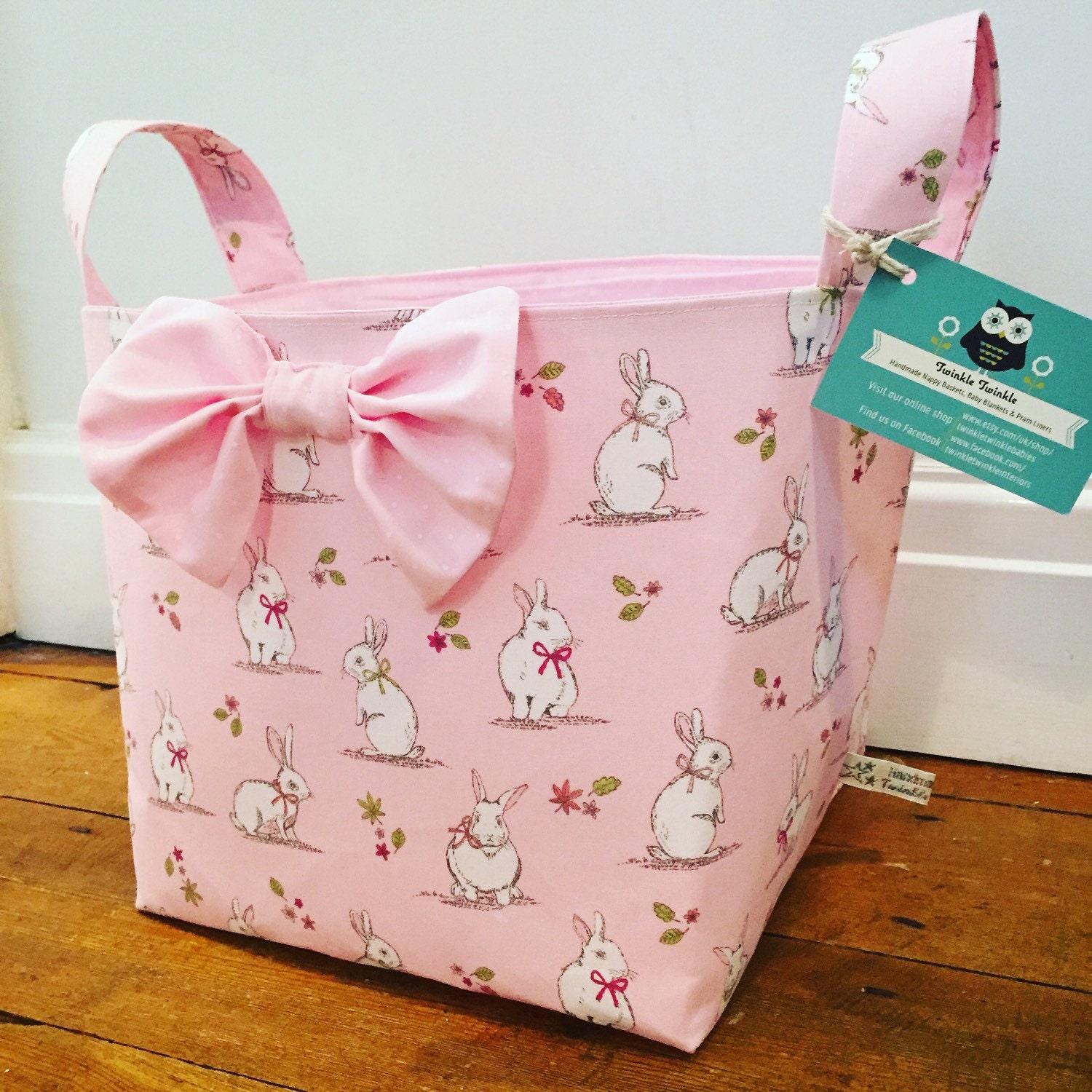 Bunny Rabbits Basket Nursery Storage Fabric Basket