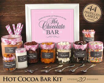 Instant Download Pink Hot Chocolate Bar Kit, Printable Baby Pink Hot Cocoa Bar Kit for Wedding, Baby Shower, Office or Birthday Party 20J