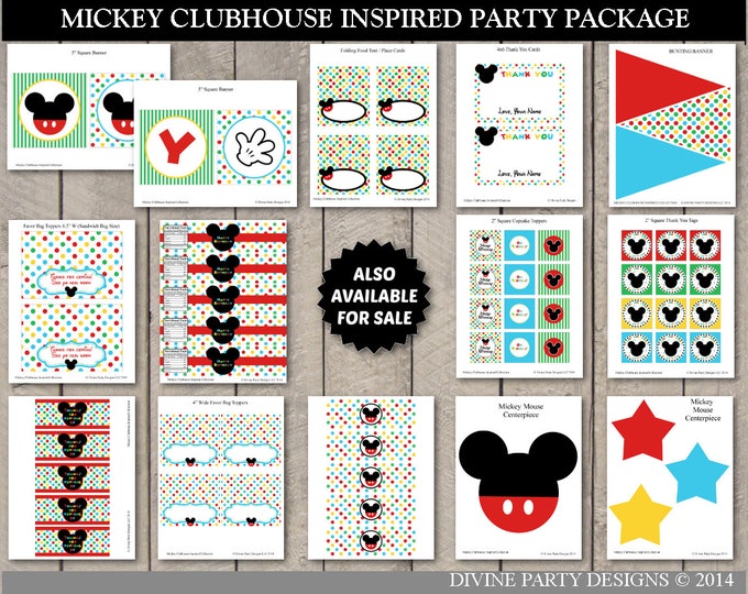 SALE INSTANT DOWNLOAD Mouse Clubhouse Printable Napkin Party Wrappers / Silverware / Mousekatools / Mouse Clubhouse Collection / Item #1644