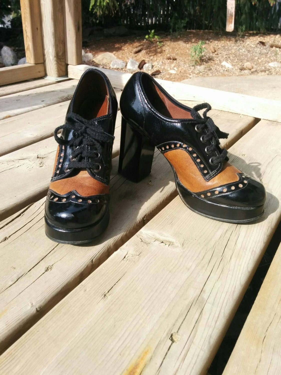 Vintage 90s Platform Saddle Shoes by Sears. Size by BambooBimbo