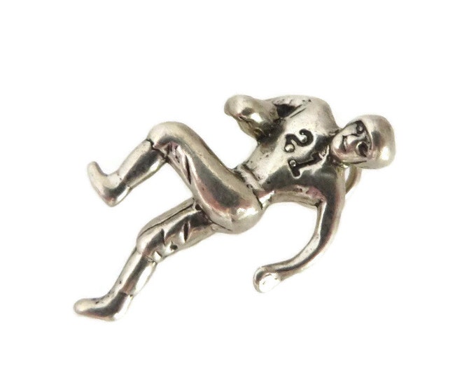 Sterling Silver Football Player Charm, Vintage 3D Sports Pendant