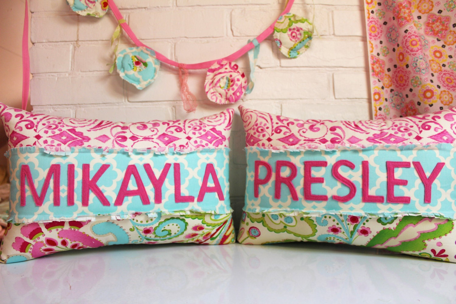 Name Pillow for Girl Girly Pink Colorful Feminine Kumari