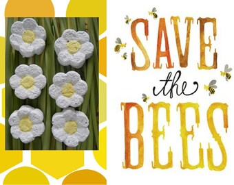 25 Seed Bombs - Save The Bees Wild Flower Mix - Plantable Wedding favor, Seed ball, Baby shower gift, Seed paper favor