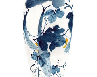 Items similar to Dried Flowers in a Vase Watercolor Illustration ...
