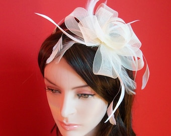 Handmade Ivory Fascinator Headband Weddings Evening wear Races Hair Accessory