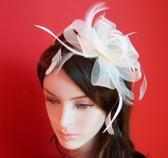 Handmade Ivory Fascinator Headband Weddings Evening wear Races