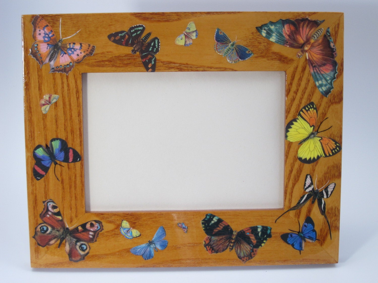 Decoupage butterfly picture frame home decor wall decor