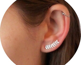 Friend gifts, Ear Climbers, Gifts for mother, Sister gifts, Leaf Earrings, Ear Crawler Earrings, Climber earrings, Ear Climber earrings
