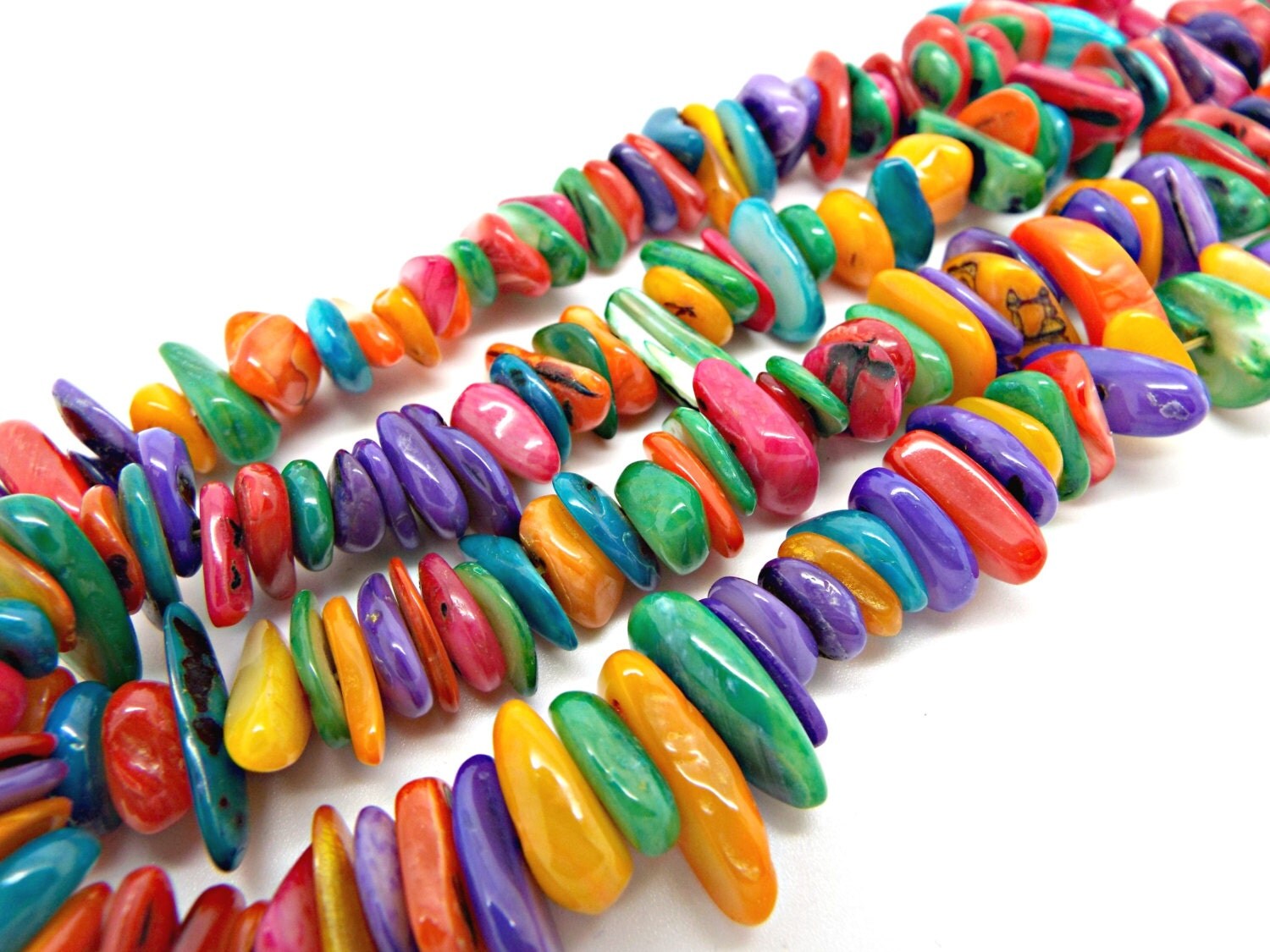 Shell Chip Beads Multi Color Shell MOP Beads 30 Inch