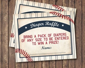 Baseball Baby Shower Diaper Raffle Ticket. Baseball Diaper Raffle. Diaper Raffle. Baseball Baby Shower Game.
