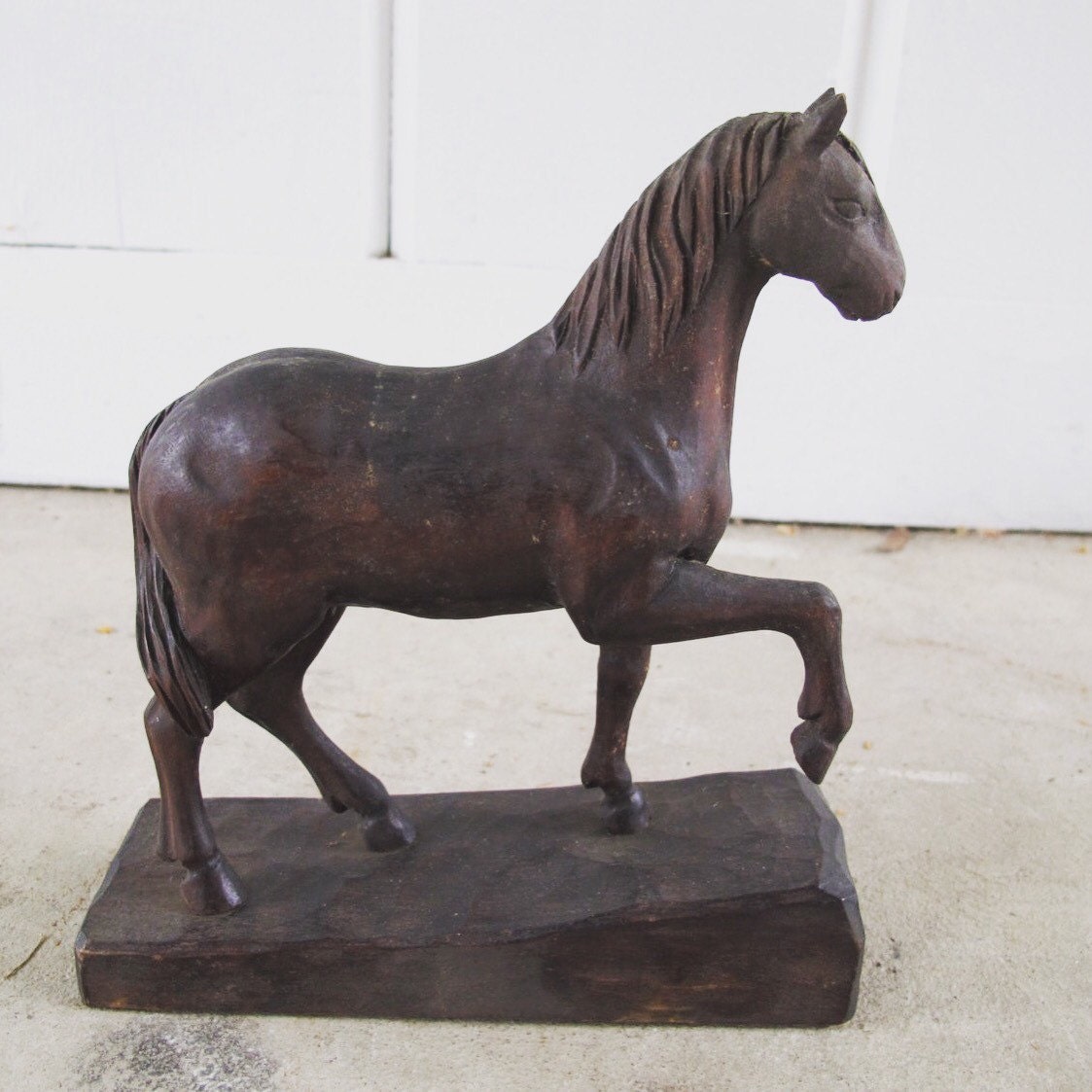 Rustic Hand Carved Solid Wood Horse Made in Germany