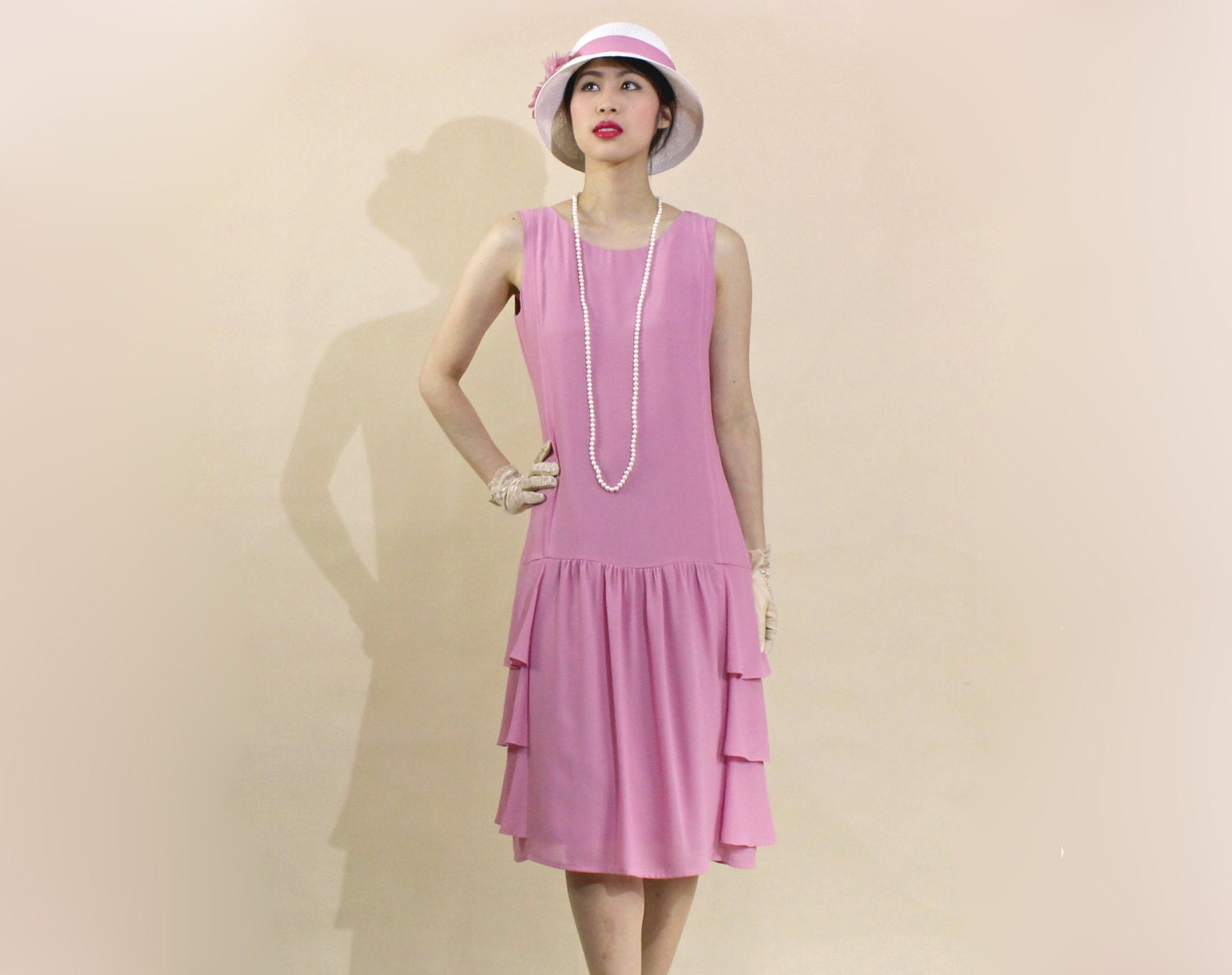 Orchid pink flapper dress with tiered by HouseOfRecollections