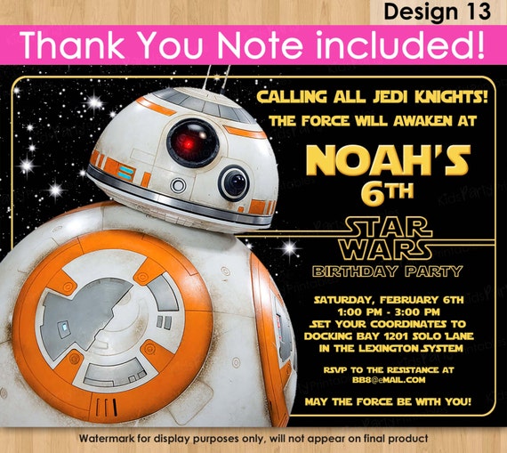 BB8 Invitation Star Wars Invitation PRINTABLE Star Wars The