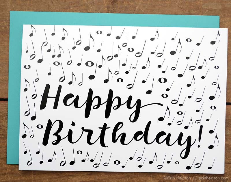 MUSIC NOTE Birthday card / Musician birthday card / by erinheaton