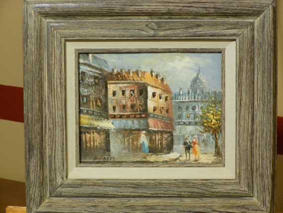 oil burnett w painting Paris Painting. Oil Scene Early Canvas on Caroline Burnett