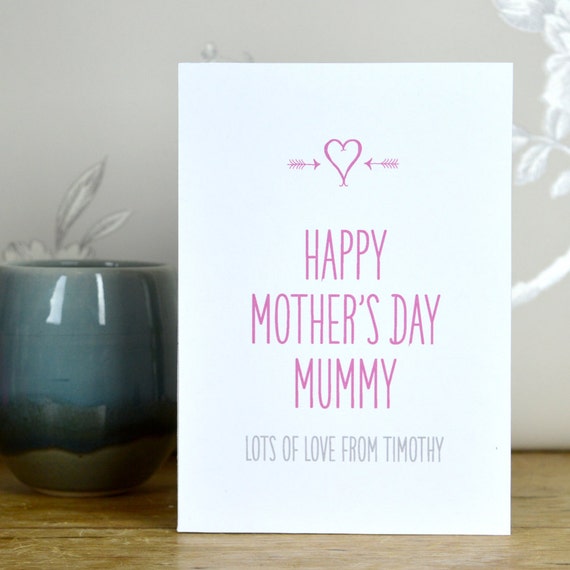 Personalised Mummy Mothers day card from son or daughter