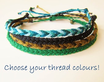 Custom color mens friendship bracelet waxed string adjustable bracelet guys waterproof braided wax coated polyester thread bracelet surfer
