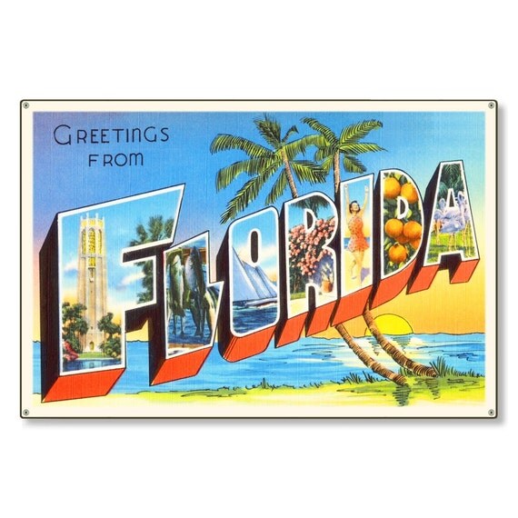 State of Florida 2 fl Old Retro Vintage Travel Postcard