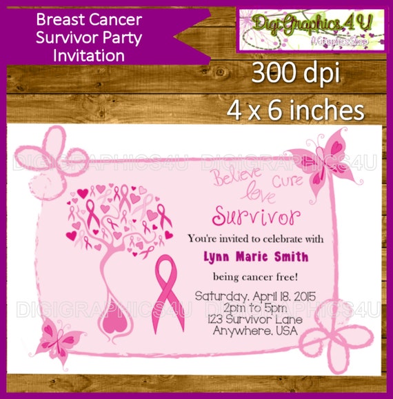 Breast Cancer Survivor Party Invitation for by DigiGraphics4u