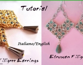 Etruscan Filigree Earrings 1 and 2 (Tutorial graphics images and photos step by step in Italian or English)