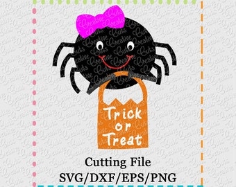 EXCLUSIVE SVG eps DXF Halloween spider svg, Halloween svg, spider svg, girl spider svg, eek spider svg, trick or treat svg, girl bow svg