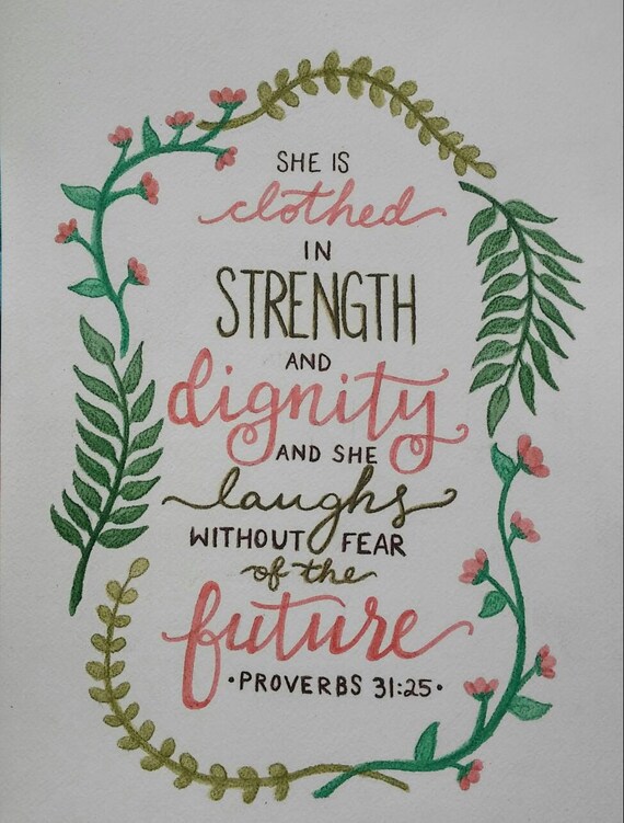 Proverbs 31:25 Watercolor Print by ArtByOwllyson on Etsy