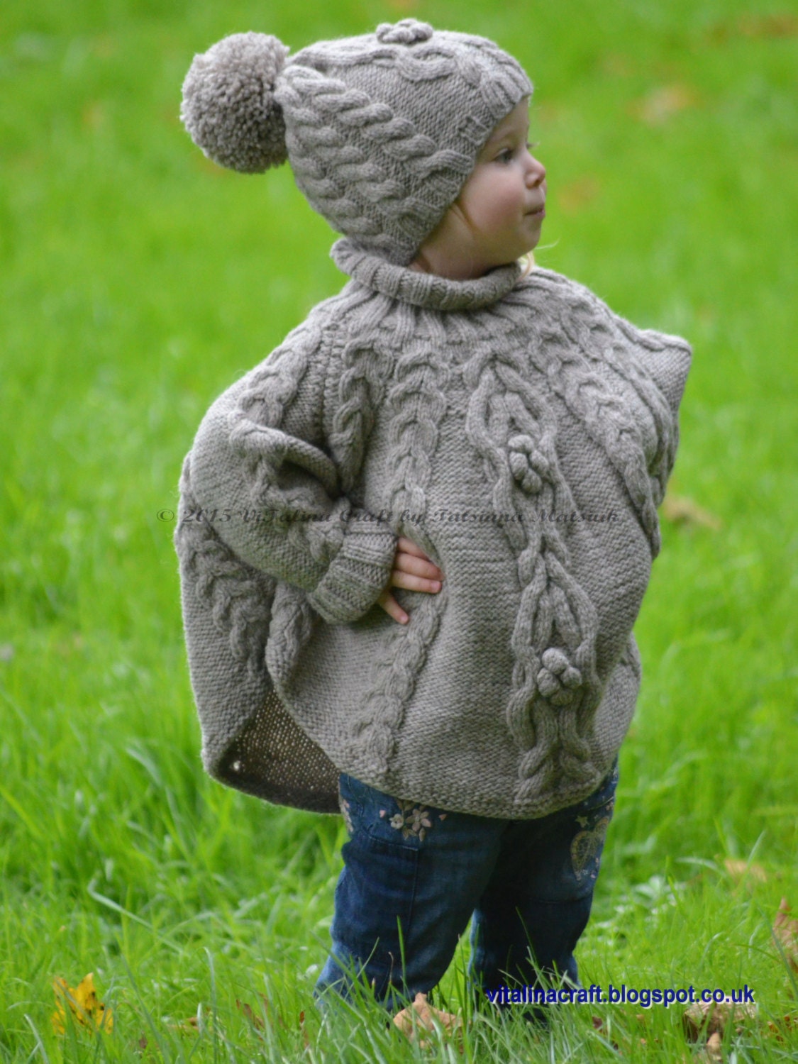 Knitting Pattern Temptation Poncho and Hat Set Toddler and